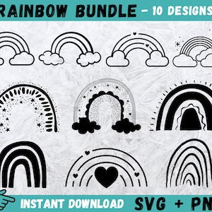 Rainbow SVG, Boho Rainbow Svg, Hand Drawn Rainbow SVG, Pastel Rainbow Svg, Rainbow Cricut File, Rainbow Vector, Rainbow Bundle Svg, Svg, Png