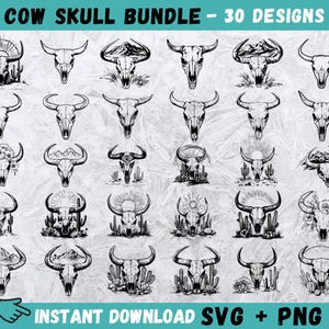 Cow Skull SVG, Texas Cricut, Longhorn Head Skull SVG, Cow Head Svg, Cow Skull Clipart, Bull Skull Silhouette, Files for Cricut, Western Svg