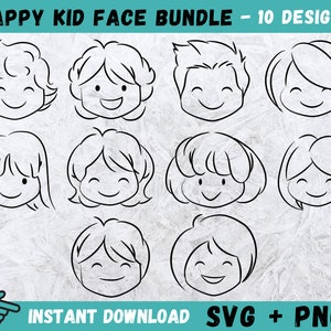 Cara de niño feliz Svg, Cara de niño Svg, Cara de niños Svg, Cara de niño Svg, Cara de niña Svg, Clipart de niño, Lindo niño pequeño Svg, Linda niña Svg, Png