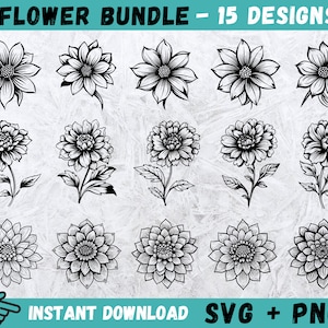 Flower SVG Bundle, Flower Cricut, Wildflower SVG, Flowers Svg, Flower Svg, Flowers Silhouette, Flower Clipart, Instant Download, Vector, Png
