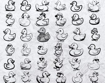 Rubber Duck SVG Bundle: 36 Cartoon Duck Designs (Instant Download)