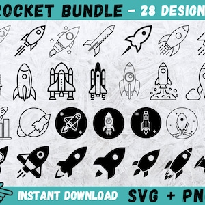 Rocket SVG Bundle, Space Rocket Svg, Space Craft Svg, Shuttle Svg ...