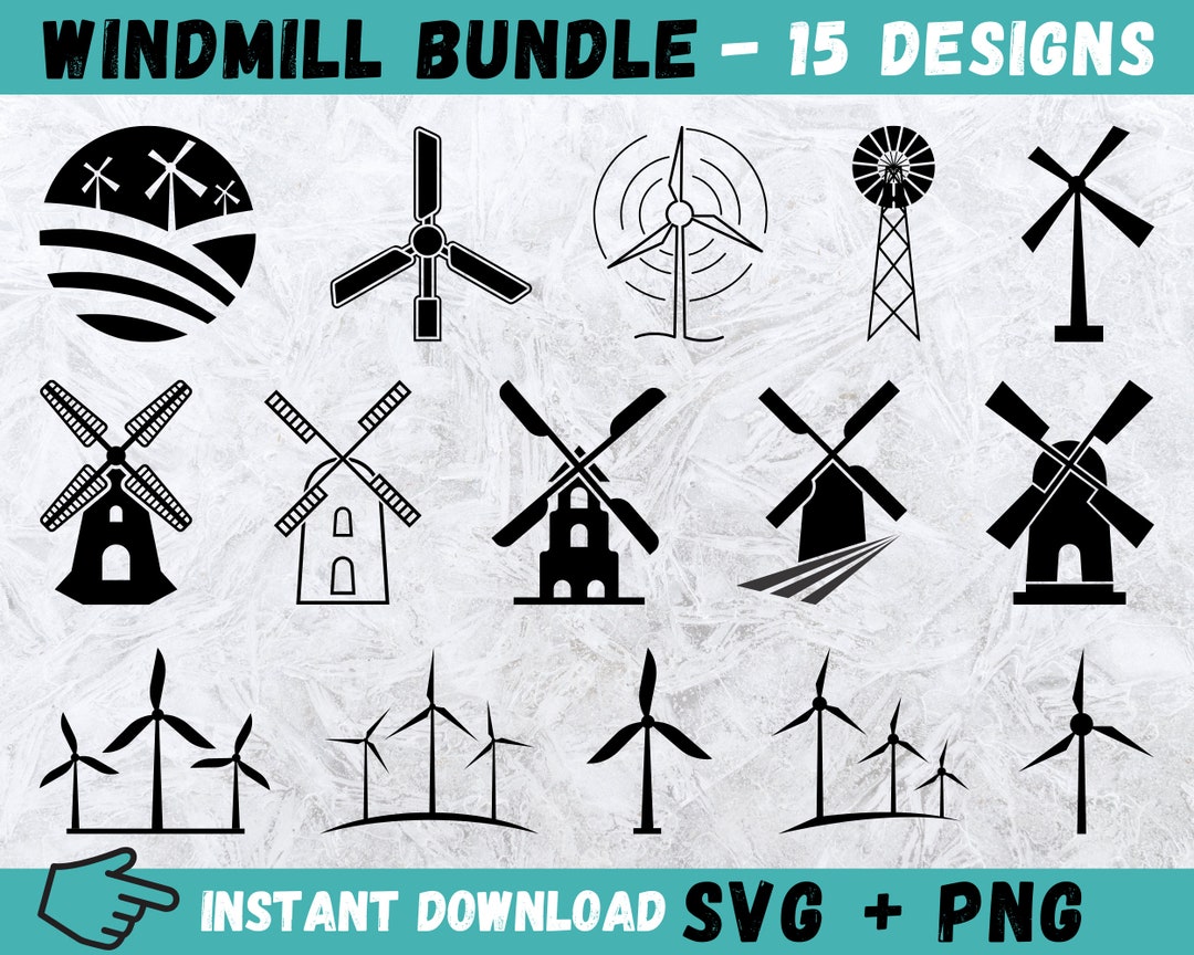 Windmill SVG, Wind Turbine Svg, Windmill Cricut, Mill Silhouette, Files