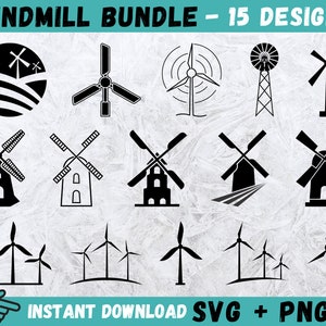 Windmühle SVG, Windkraftanlage SVG, Windmühle Cricut, Mühle Silhouette, Dateien für Cricut, Windmühle Schnittdateien, Windmühle Clipart, Windmühle PNG, Vektor