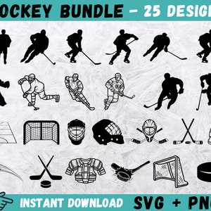 Paquete de Svg de hockey, Svg de hockey, silueta de hockey, Svg de hockey sobre hielo, Svg de jugador de hockey, archivos Svg para Cricut, clipart de hockey, descarga digital