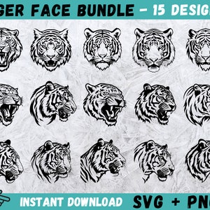 Tiger SVG, Tigerkopf Cricut, Tigerkopf Spar-Svg Bundle, Tiger-Kopf-Svg, Tigerkopf-Monogramm, Tigerkopf-Silhouette, Tiger Cut-Datei, Tiger Clipart