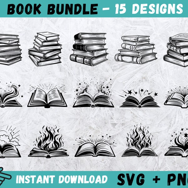 Open boek SVG, boek Cricut, bibliotheek clipart, boek monogram, boek silhouet, open boek gesneden bestand, kennis SVG, Instant Download, Vector, PNG