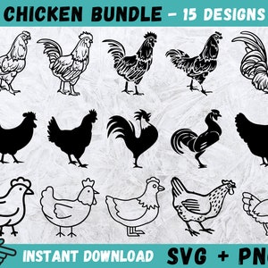 Kip SVG, kip clipart, haan gesneden bestanden, kip silhouet, kip vector, haan monogram SVG, kip SVG, Instant Download, png, vector