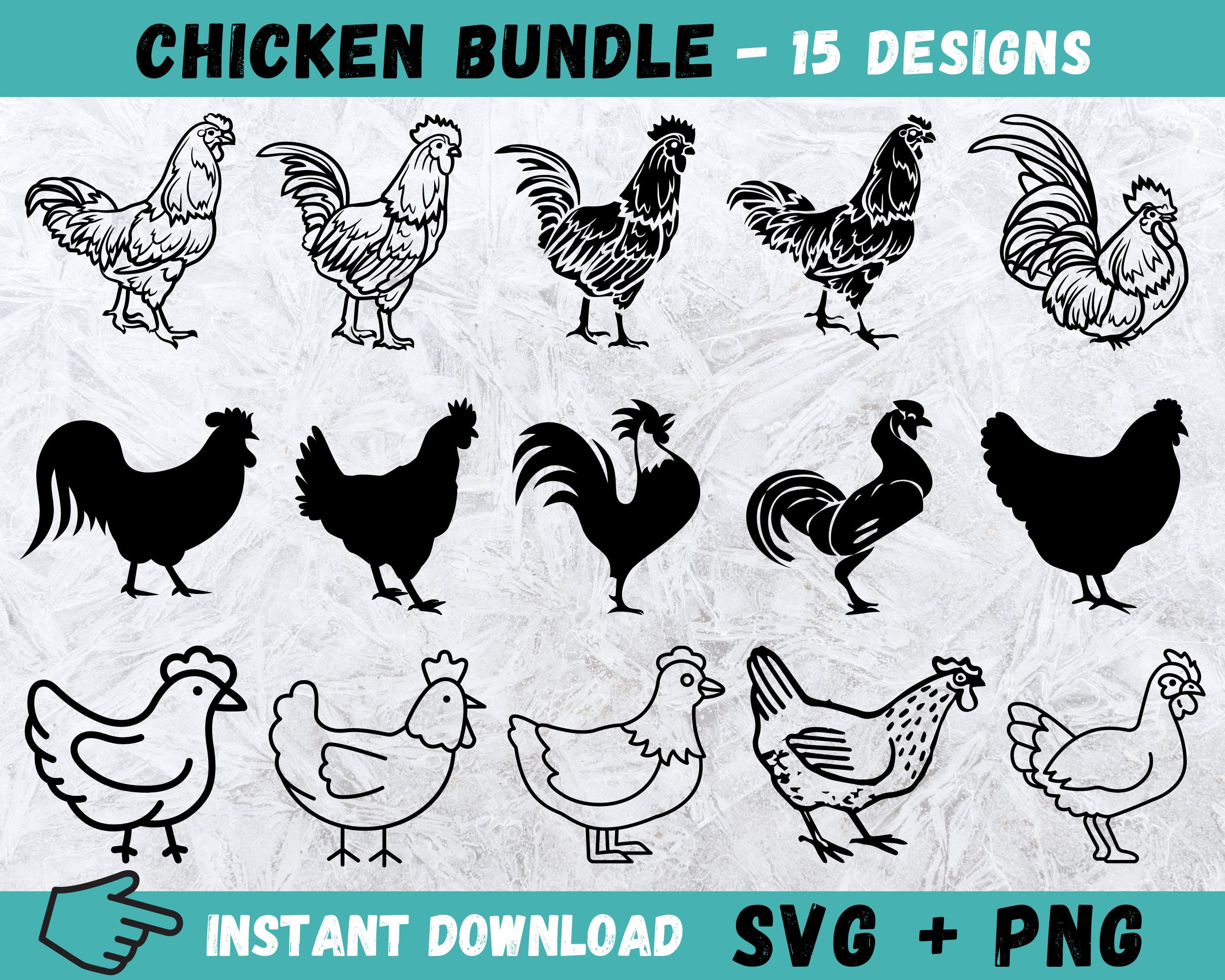 Chicken SVG Chicken Clipart Rooster Cut Files Hen - Etsy
