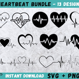Heartbeat SVG, Heartbeat Cricut, Heartbeat Svg Bundle, Pulse Svg, Heartbeat Clipart, Healthcare Svg, Nurse SVG, Cardiogram Svg, Vector, Png