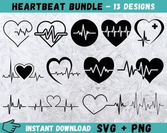 Heartbeat SVG Bundle: Hand-Drawn Pulse Designs (Digital Download)