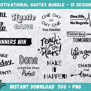 Motivational Quotes SVG, Bundle Svg, Motivation SVG, Inspirational Quotes SVG, Life Quotes, Cut file for Cricut, Silhouette, Svg, Png