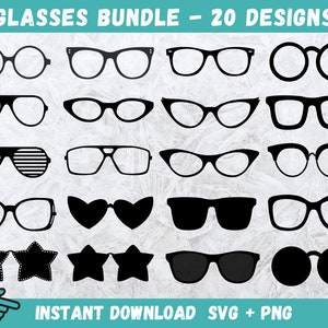 Glasses SVG, Glasses Silhouette, Glasses Bundle SVG, SVG Cut Files, Glasses Clipart, Glasses Cut File, Glasses Vector, Instant Download, Png