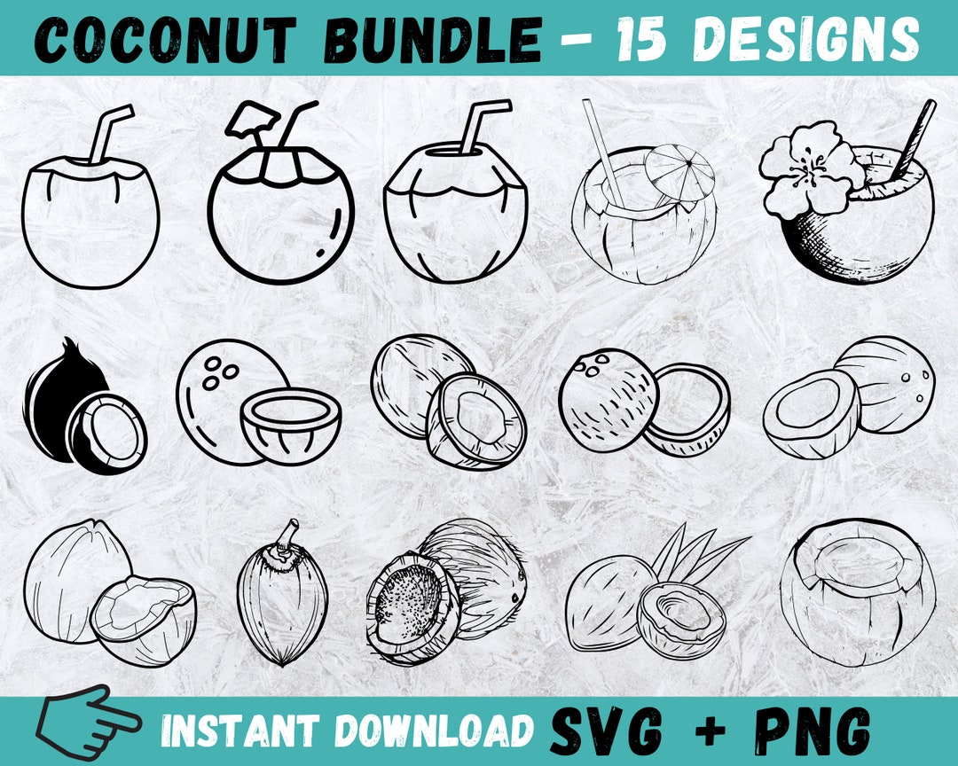 Coconut SVG, Coconut Cricut, Coconut Cocktail Svg, Summer Svg, Coconut