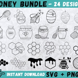 Honey SVG, Honeycomb Svg, Honey Pot Svg, Bumble Bee Svg, Beehive Svg, Honey Dripping Svg, Honey Cut File, Honey Cricut,Bee Vector,Silhouette