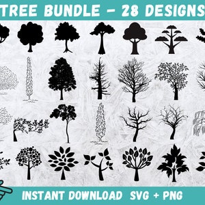 Árbol SVG, Bosque SVG, Árboles svg, Silueta de árbol, Archivos de corte SVG, Paquete de árboles Svg, Clipart de árbol, Archivo de corte de árbol, Vector de árbol, Descarga instantánea