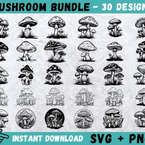 Mushroom SVG Bundle, Fungus Svg, Fungi Svg, Mushroom Clipart, Mushroom Cut File, Cartoon Mushroom Svg, Mushroom Cricut, Mushroom Silhouette