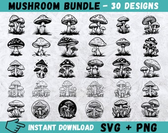 Mushroom SVG Bundle, Fungus Svg, Fungi Svg, Mushroom Clipart, Mushroom Cut File, Cartoon Mushroom Svg, Mushroom Cricut, Mushroom Silhouette