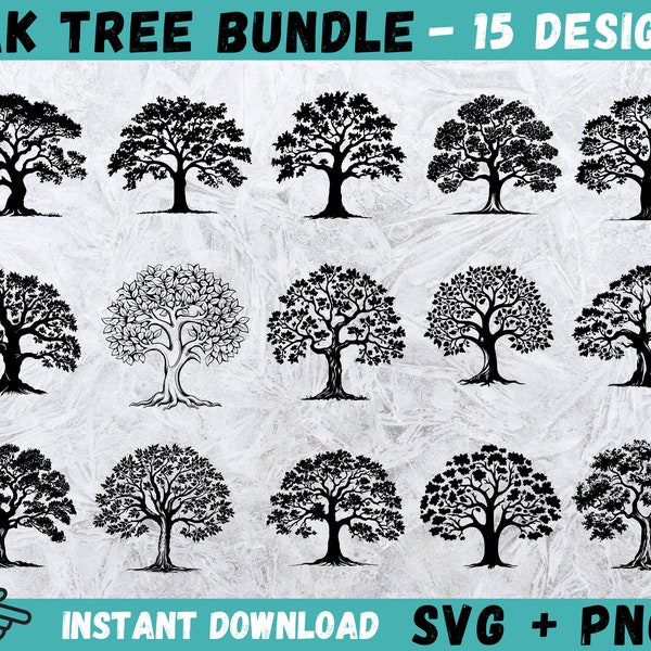 Oak Tree SVG, Tree Svg, Big Tree Svg, Oak Tree Cricut, Oak Svg, Outdoor SVG, Trees Svg Bundle, Tree Clipart Bundle, Oak Tree Silhouette, Png