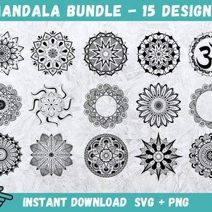 Mandala Svg, Mandala Flower Svg, Mandalas Bundle SVG, Laser Engraving, Mandala Cut Files for Cricut Silhouette, Mandala PNG,Instant Download
