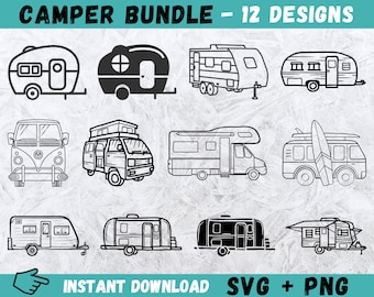 Camper SVG Bundle: Hand-Drawn Trailer Designs (Digital Download)