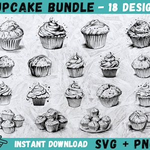 Cupcake SVG, Muffin Cut File, Cupcake Bundle Svg, Cupcake Silhouette, Dessert Svg, Muffin Svg, Cupcake Cricut, Vinyl Muffin,Instant Download