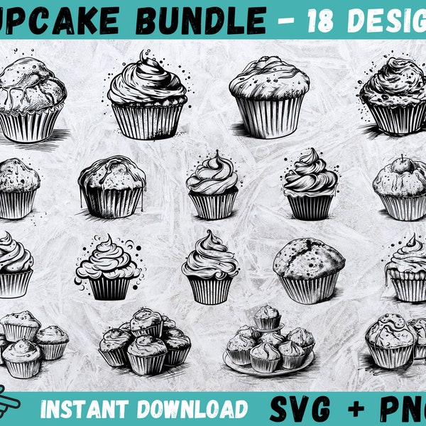 Cupcake SVG, Muffin Cut File, Cupcake Bundle Svg, Cupcake Silhouette, Dessert Svg, Muffin Svg, Cupcake Cricut, Vinyl Muffin,Instant Download