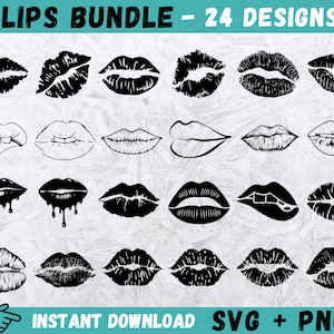 Lippen SVG, Kuss SVG, Lippenstift SVG, Lippen Silhouette, Lippen Clipart, Valentinstag SVG, Kuss Cut-Datei, SVG-Dateien für Cricut, digitaler Download
