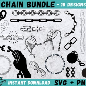 Cadena SVG, paquete de cadenas Svg, cadena imprimible, clipart de cadena, vector de cadena, archivo de cadena Cricut, eslabón de cadena Svg, cadenas que se rompen Svg, Svg, Png