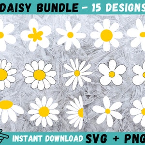 Daisy Svg, Daisy Svg Bundle, Daisy Cricut, Flower Svg, Floral Svg, Wildflower Svg , Daisy Clipart, Daisy Silhouette, Instant Download, Png