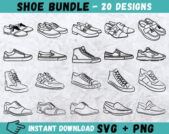 Shoes SVG Clipart Bundle: 20 Sneaker Designs (Digital Download)