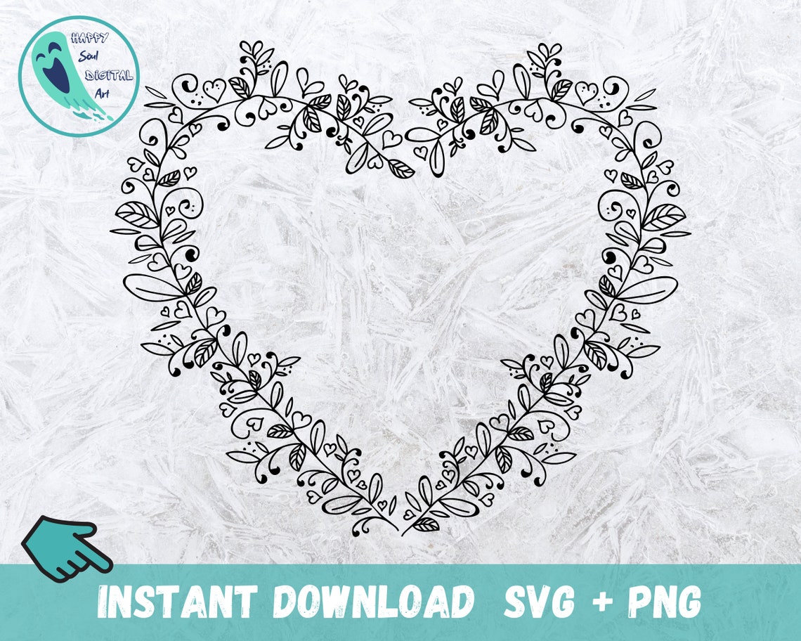 Heart Wreath SVG Heart Wreath Frame Valentine Wreath Svg | Etsy