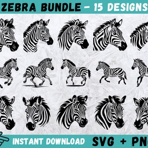 Zebra SVG-bundel, zebra gezicht SVG, wild leven Svg, Afrika dieren Svg, zebra hoofd clipart, zebra Cricut, gesneden bestanden voor Cricut, silhouet, png