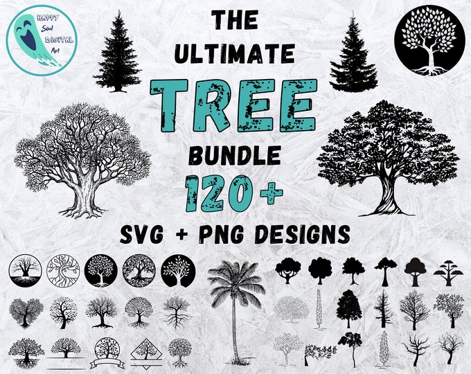 Trees SVG Bundle, Oak Tree Svg File for Cricut, Bonsai Landscape Design ...