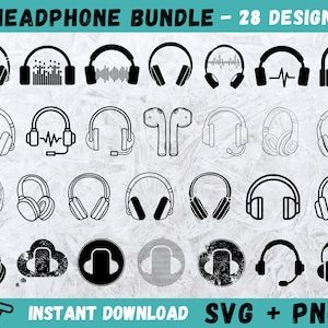 Hoofdtelefoon SVG, hoofdtelefoon Svg, DJ Svg, muziek Svg, hoofdtelefoon Clipart, gesneden bestand, hoofdtelefoon Cricut, muziek silhouet, hoofdtelefoon Vector, illustraties