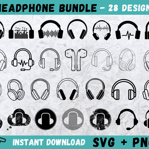 Headphone SVG, Headset Svg, DJ Svg, Music Svg, Headphones Clipart, Cut File, Headphones Cricut, Music Silhouette, Headset Vector, Clip Art