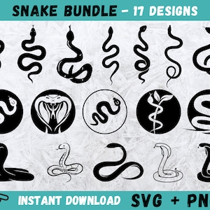 Snake Svg-bundel, Snake Head Svg, Cobra Svg, Snake Cricut, Viper Snake Svg, Snake Clipart, Snake Cut-bestanden, Snake silhouet, Stencil, Png