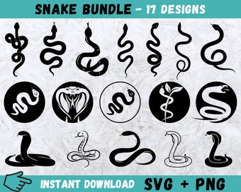 Snake SVG Bundle: 17 Hand-Drawn Designs (Digital Download)