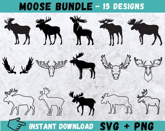 Elch SVG Bundle: Handgezeichnete Geweih Designs (Digitaler Download)