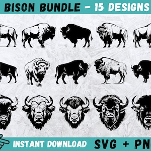 Bison SVG, Bison Head Cricut, Hunting Svg, Bison Silhouette, Hunting Cut File, Bison Clipart, Wild Animal Svg, Instant Download, Vector, Png