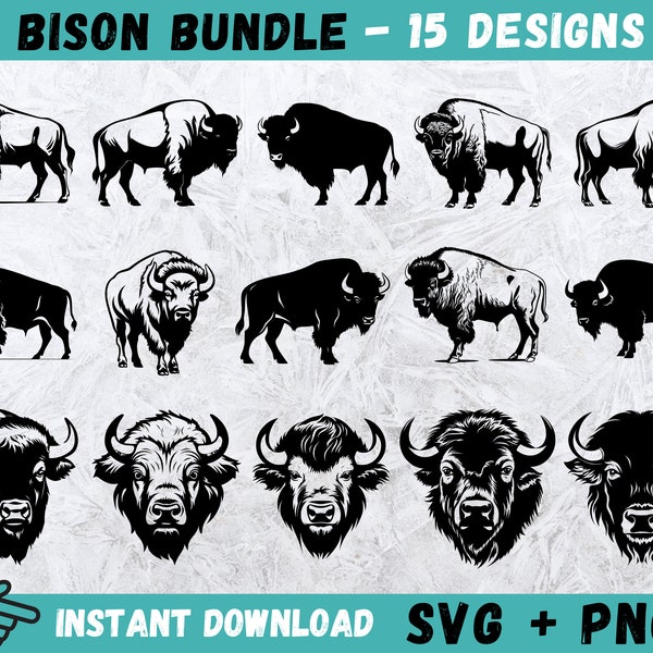 Bison SVG, Bison Head Cricut, Hunting Svg, Bison Silhouette, Hunting Cut File, Bison Clipart, Wild Animal Svg, Instant Download, Vector, Png