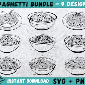 Pacote de espaguete SVG, espaguete SVG, macarrão PNG, tigela de espaguete Svg, clipart de espaguete, Svg, vetor de espaguete, PNG, arquivos de design para Cricut
