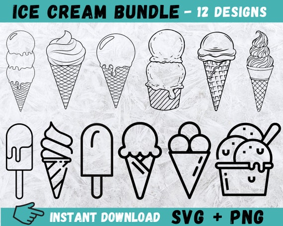 Hand-Drawn Ice Cream Clipart Bundle: Summer Designs (SVG, PNG)