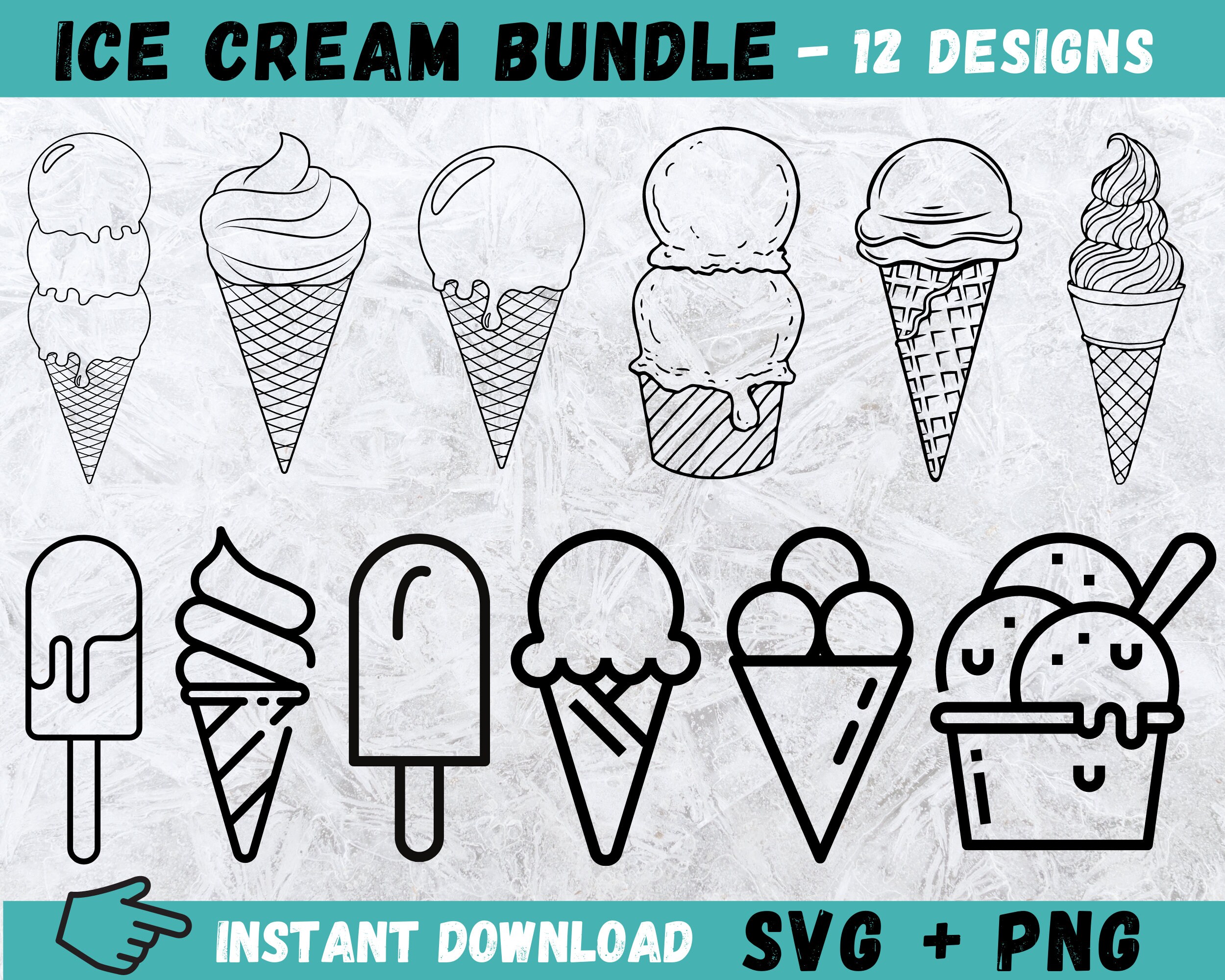 Ice Cream SVG, Frozen Yogurt SVG, Sorbet, Gelato, Clipart, Silhouette