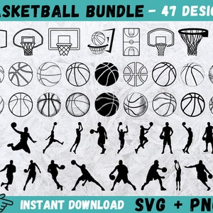 Basket-ball SVG, lot de basket-ball SVG, basket-ball Cricut, ballon de basket-ball SVG, fichier de coupe de basket-ball, clipart basket-ball, silhouette de basket-ball