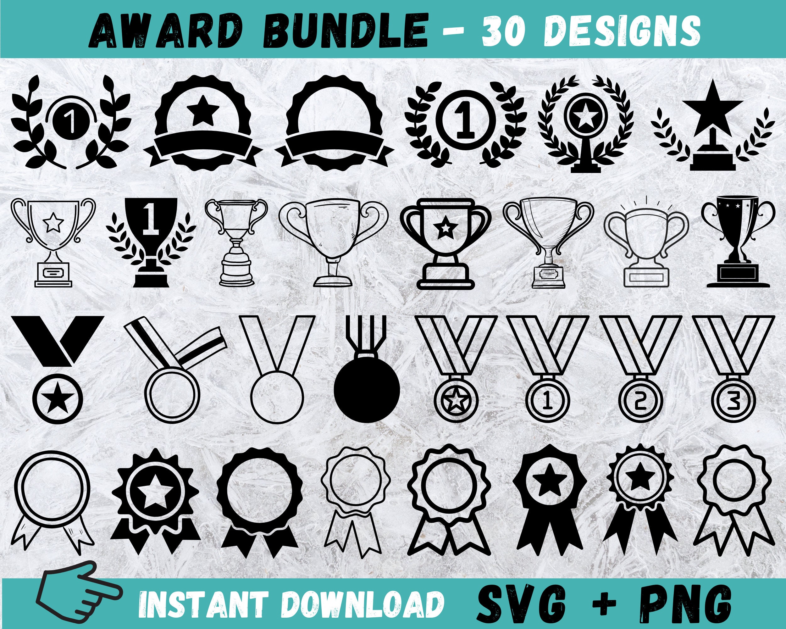 Medals, gold medal, silver medal, bronze medal, DXF, PNG, cutting files for  cricut, cameo, cnc, individual files, svg layered