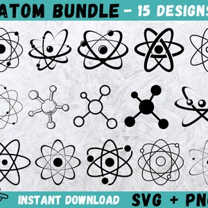 原子 SVG、科学 SVG、分子 SVG、原子 Cricut、原子シルエット、原子カット ファイル、原子クリップアート、科学クリップアート、Cricut 用ファイル、ベクター