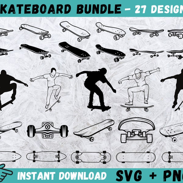 Skateboard SVG, Skateboarding SVG, Skateboard Cricut, Skateboard Cut File, Skateboard Clipart, Skateboard Silhouette, Png, Vector, Clip Art