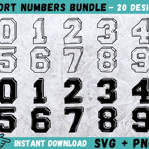 Sport Zahlen SVG, Sport Zahlen Cricut, College Schrift SVG, Baseball Schrift SVG, Zahlen Cricut, Silhouette, sofortiger Download, Zahlen Schnittdatei