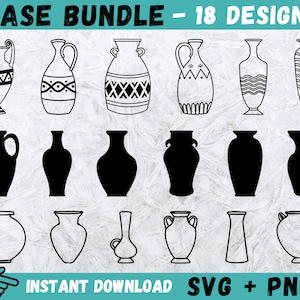 Vase SVG, Jar SVG, Flowers Decor, Vase Outline, Files For Cricut, Vase Silhouette, Vase Vector, Mason Jar Svg, Vase Clipart, Cutting File